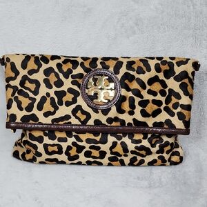 Tory Burch Leopard Print Calf-Hair Crossbody/Clutch